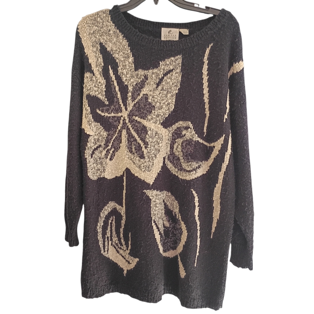 Vintage 90s EUC Campus Casuals of California Floral 100% Acrylic Sweater Size M‎